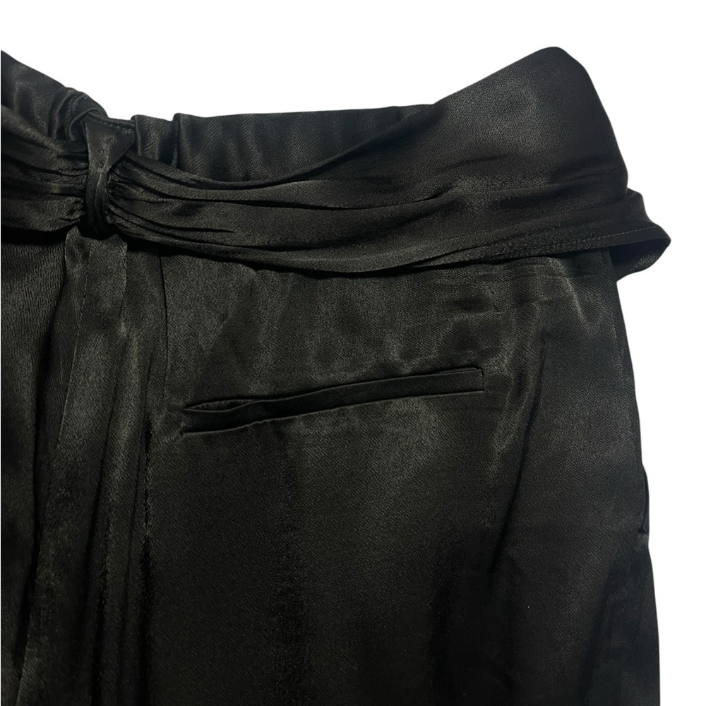 Anthropologie ett:twa Satin Black Tie Waist Wide Leg Trouser Ankle Pants Size 14 - Picture 11 of 16